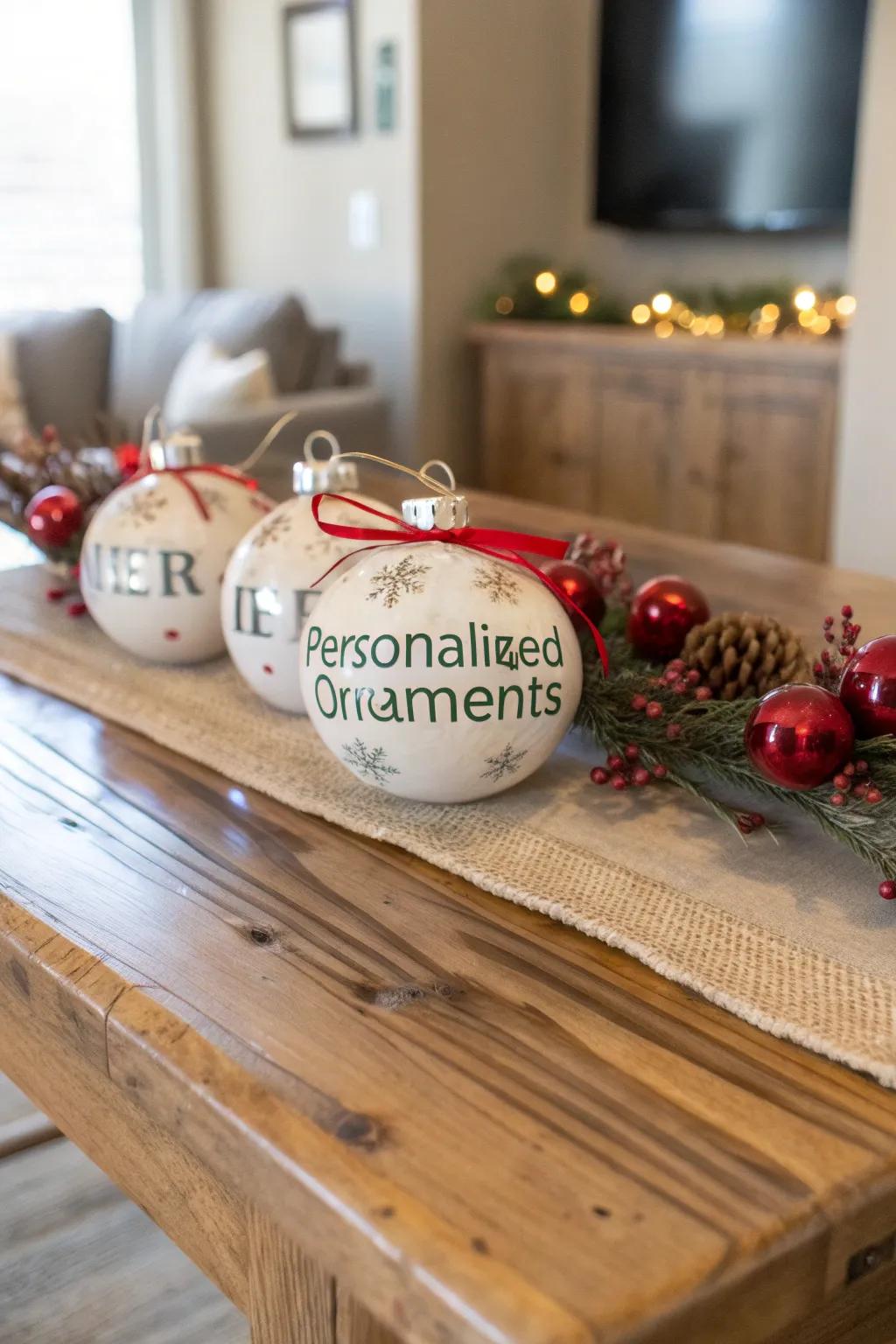 Customized ornaments transform into unforgettable table gifts.