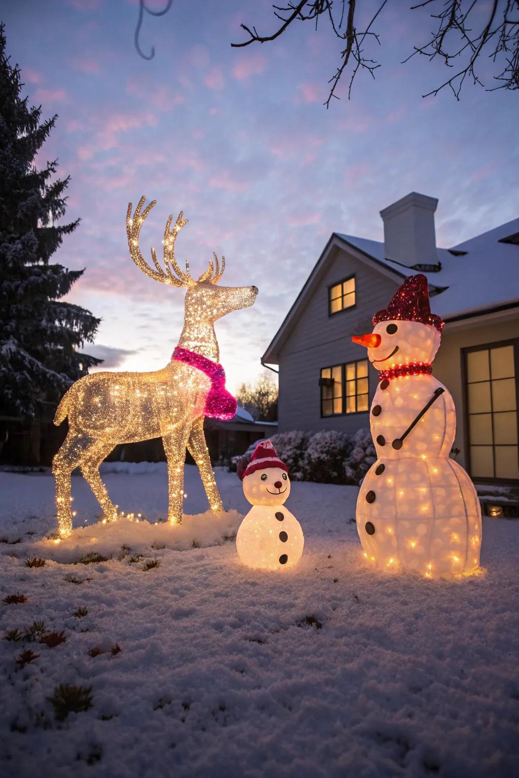 Illuminated figures contribute a charming and magical flair to any holiday show.