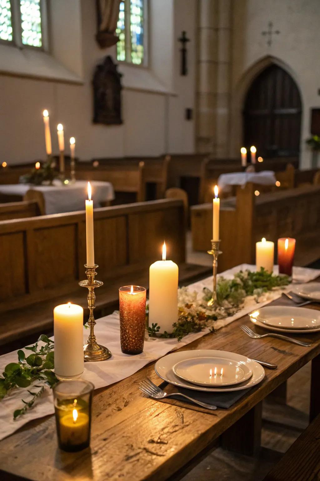 Tapers give a welcoming, toasty feel for church events.