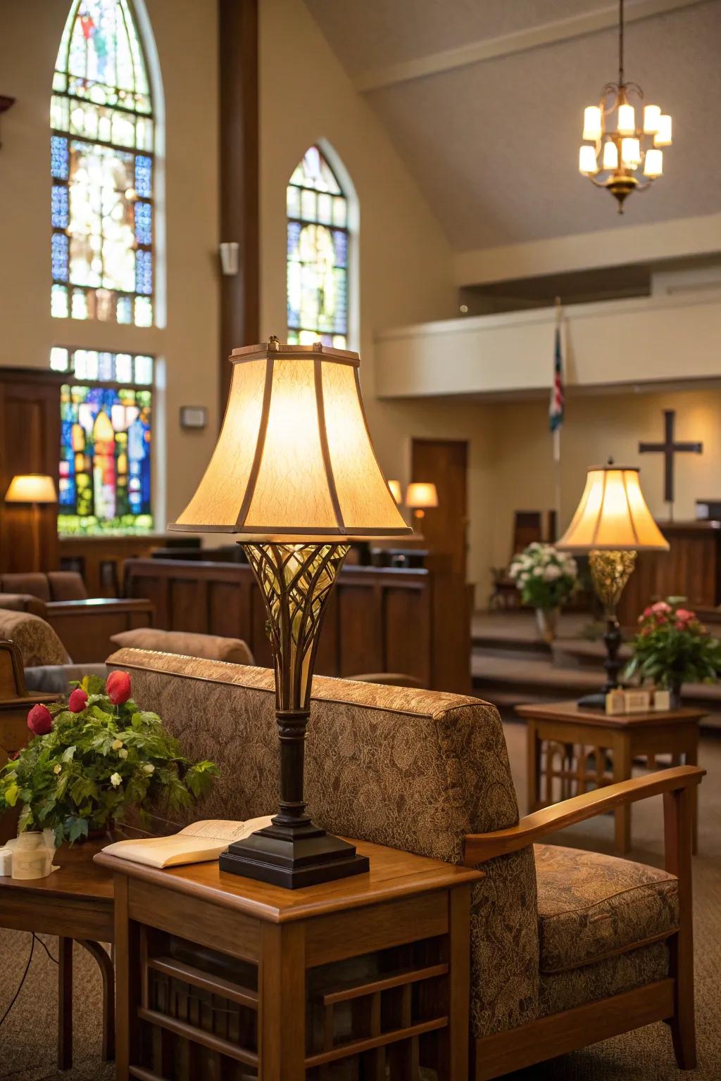 Warm lighting creates a soothing and welcoming environment.