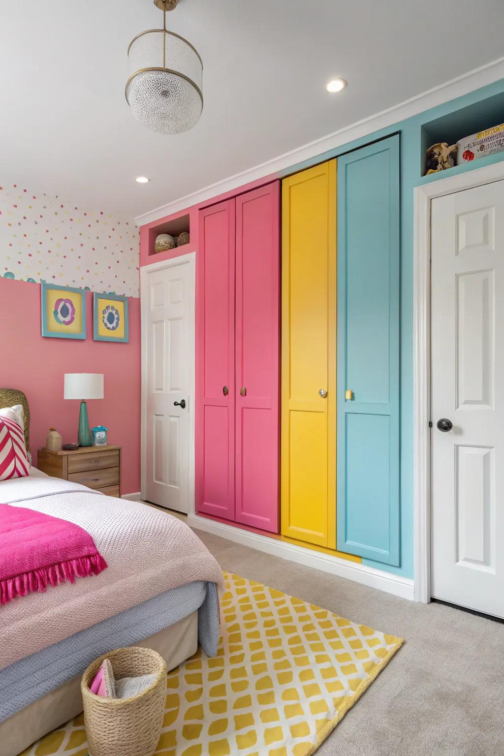 Striking colors can transform closet doors into attention-grabbing features.