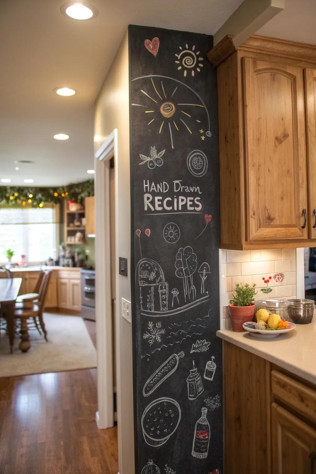 A kitchen chalkboard for creative outlet