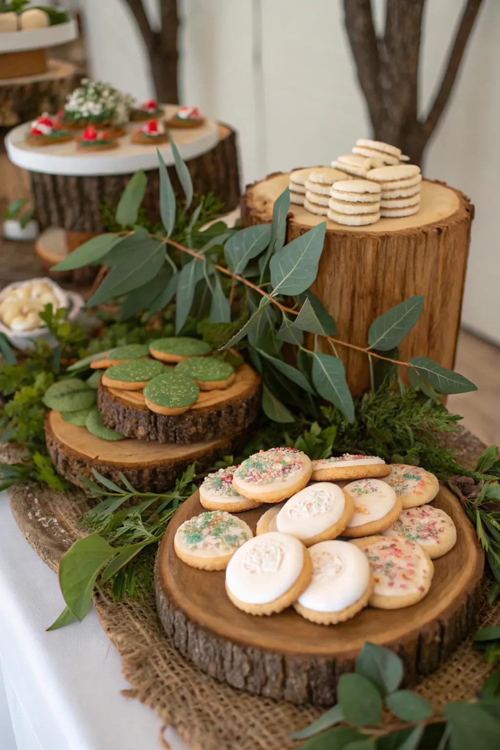 A rustic display utilizing natural wood for a natural touch.
