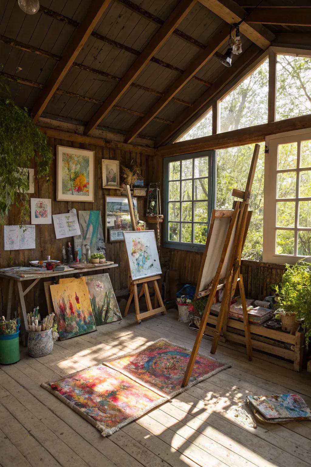 Unleash your creative side in a shed art studio.