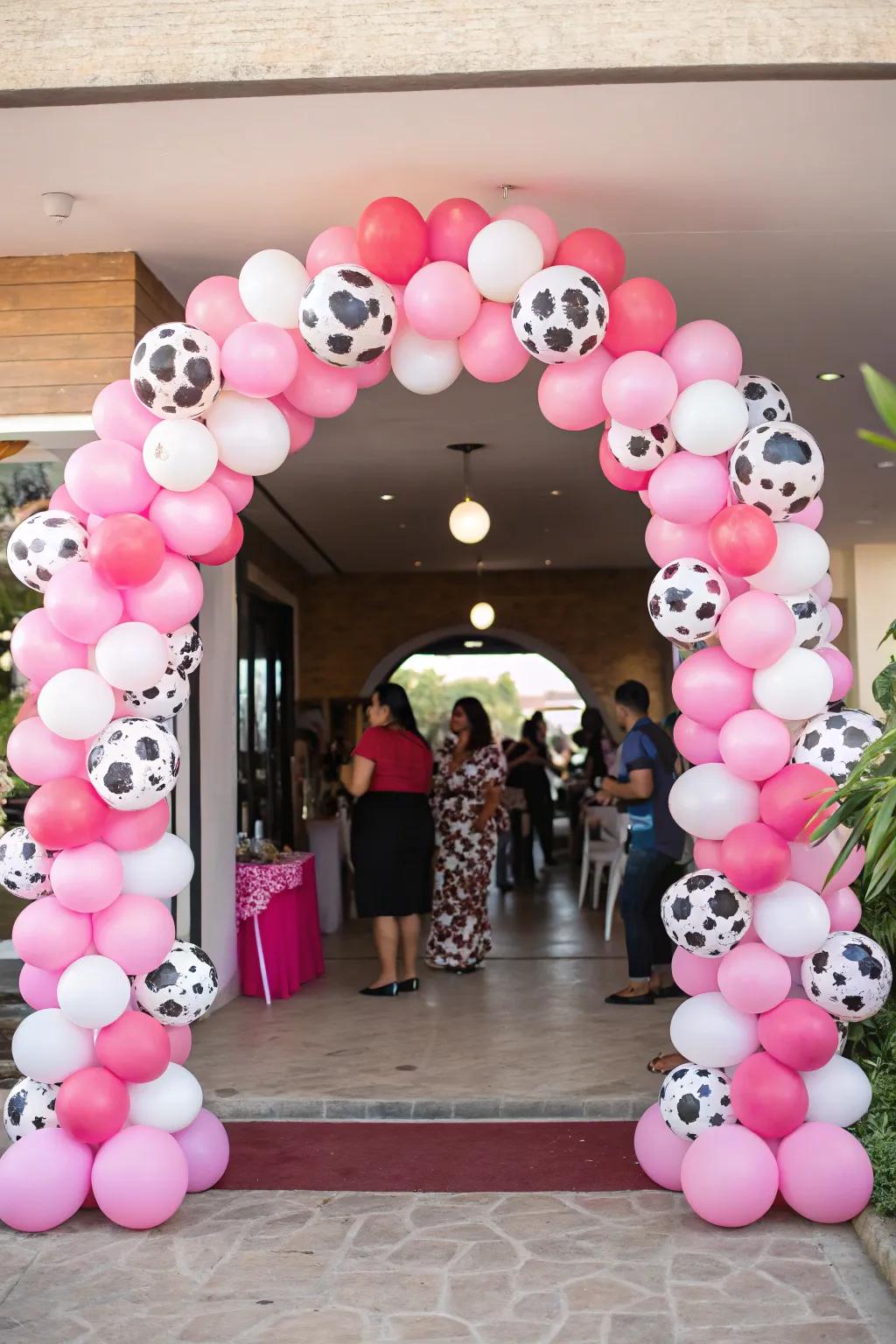 A balloon archway can transform any entryway into a celebratory highlight.