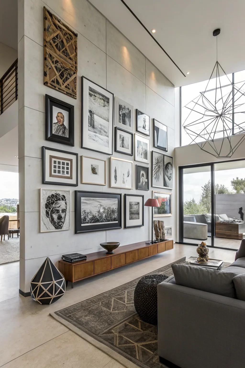 Unconventional layouts present a lively twist on the usual picture arrangement.