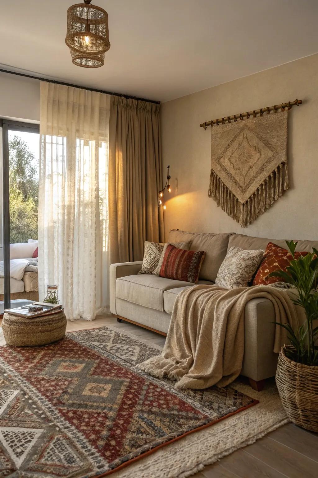 Family room featuring layered textures for enhanced dimension.