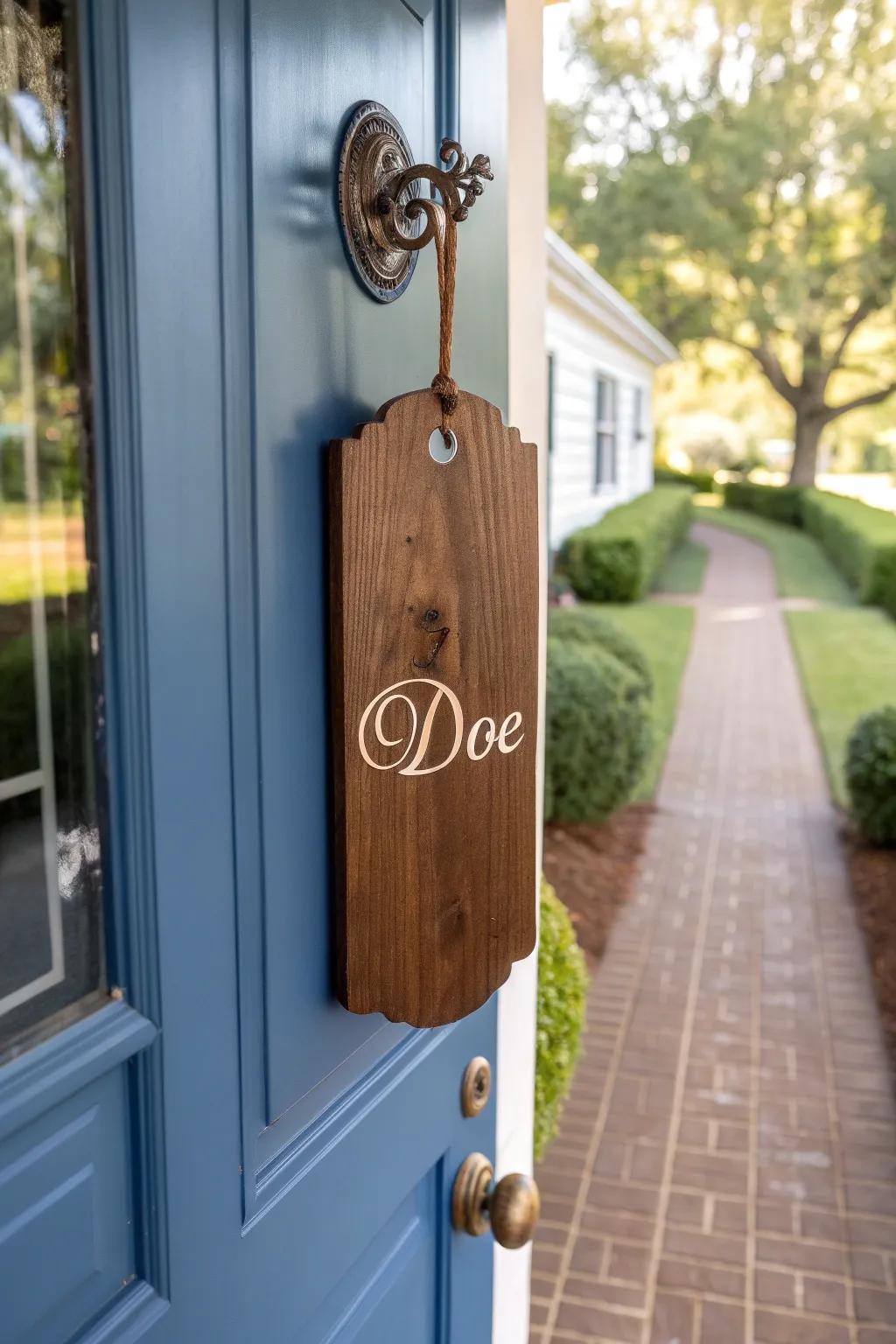 A tailored touch with a kinfolk name door display.