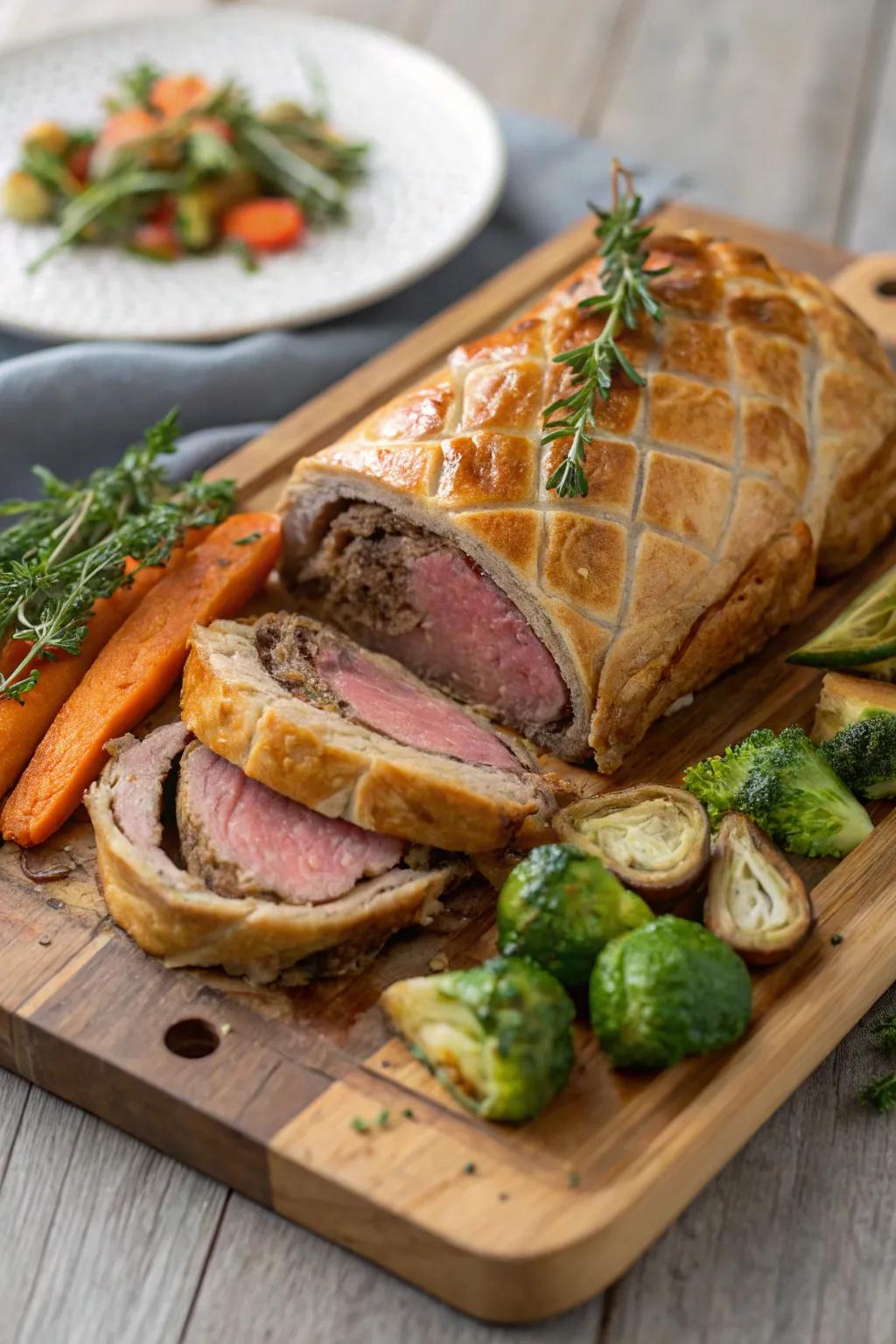 Opulent encased beef, a luxurious dish ideal for December dining celebrations.