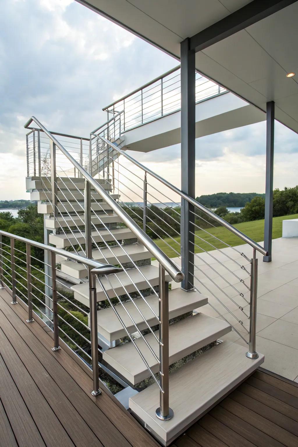 Introduce a contemporary element with steel barriers.