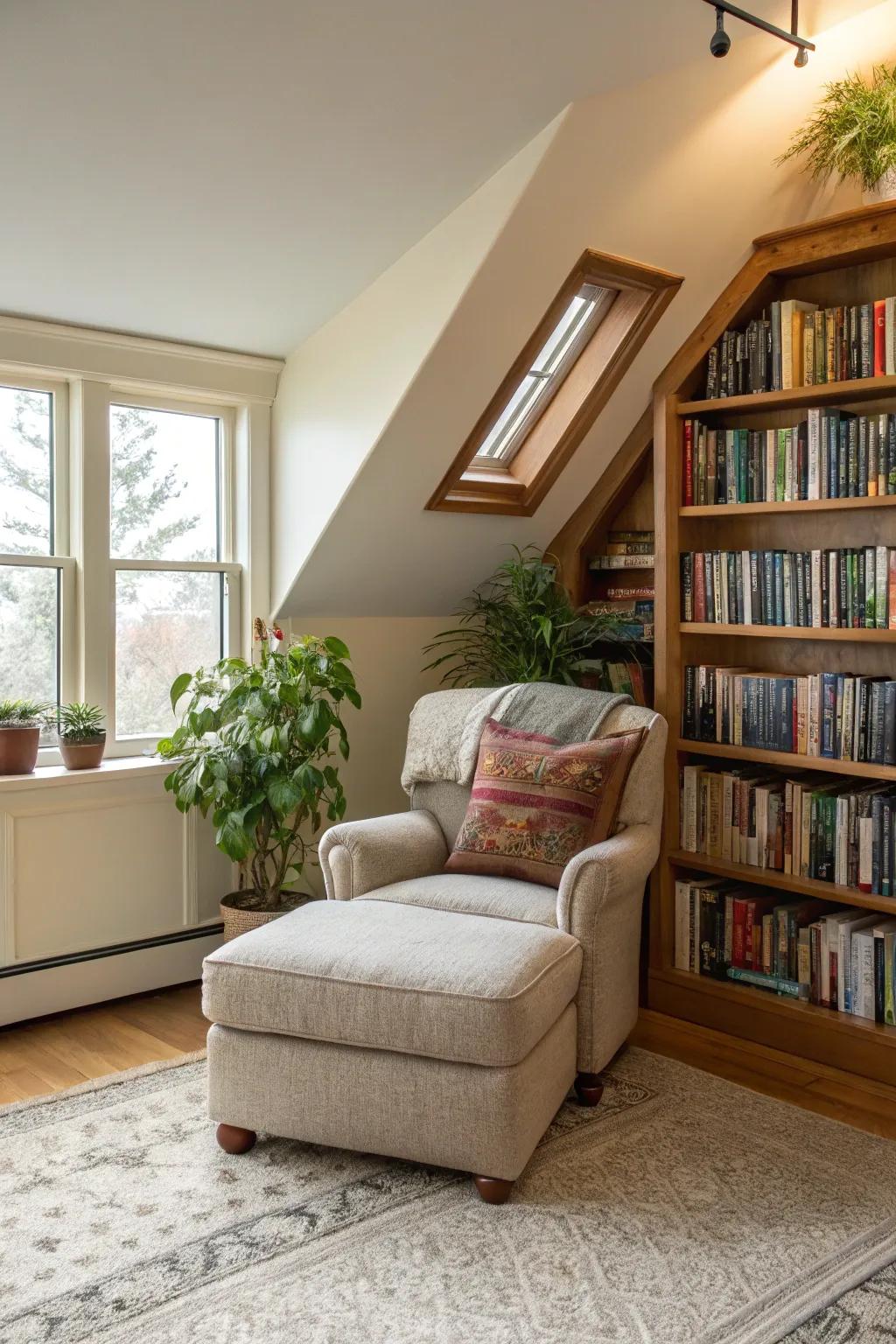 A reading corner that beckons you to retreat into tales.