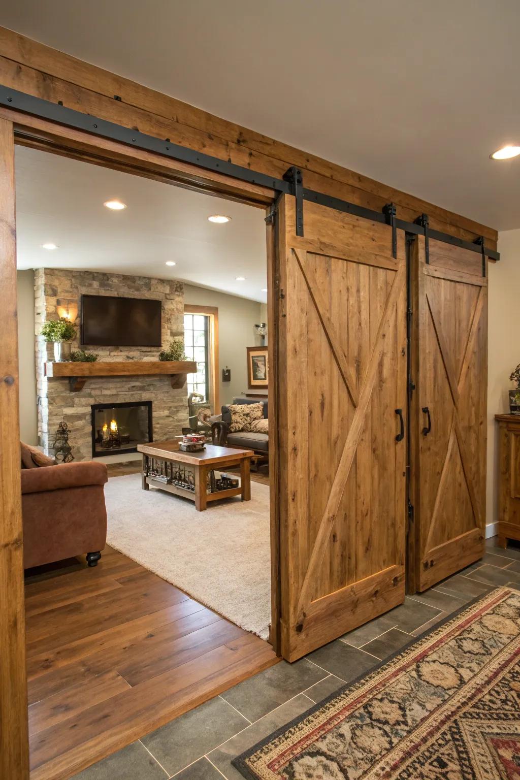 Farmyard doors blend practicality with farmhouse charm.