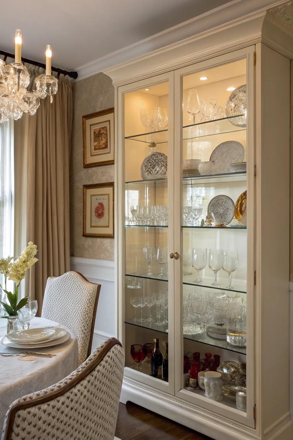 Showcase your prized possessions stylishly behind see-through cabinets.