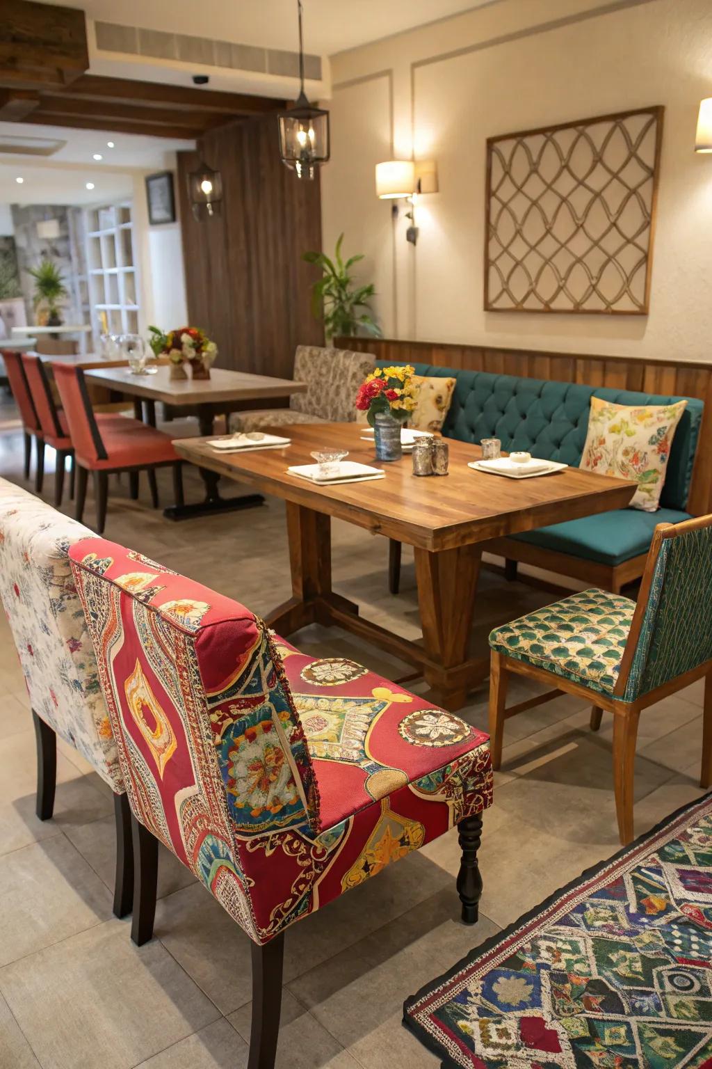 Diverse seating arrangements foster an inviting and energetic dining ambiance.