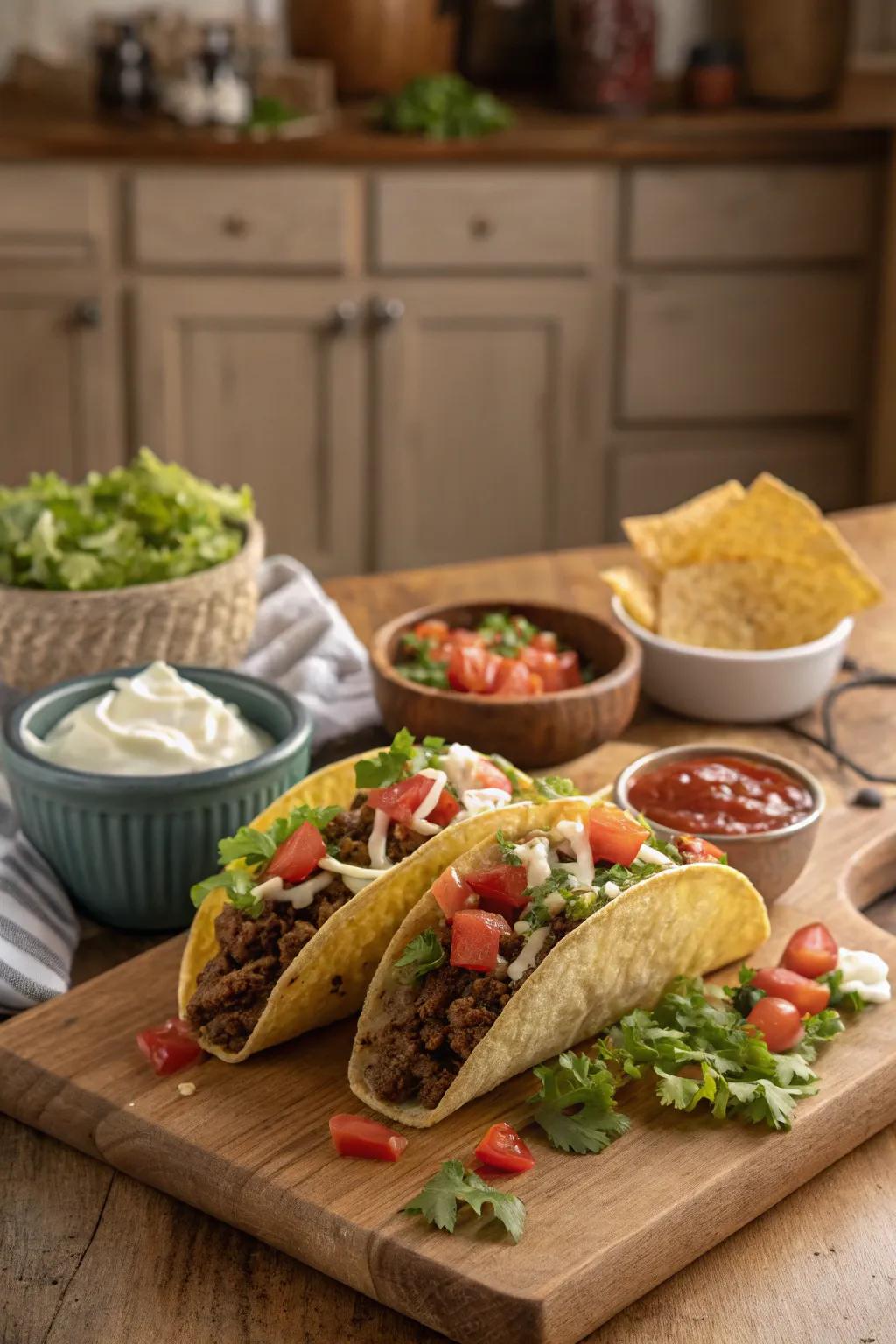 Fast and also scrumptious beef tacos prepared to enjoy.