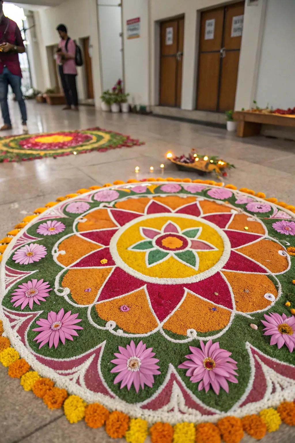 Ground art designs infuse dynamic vitality into any entry.