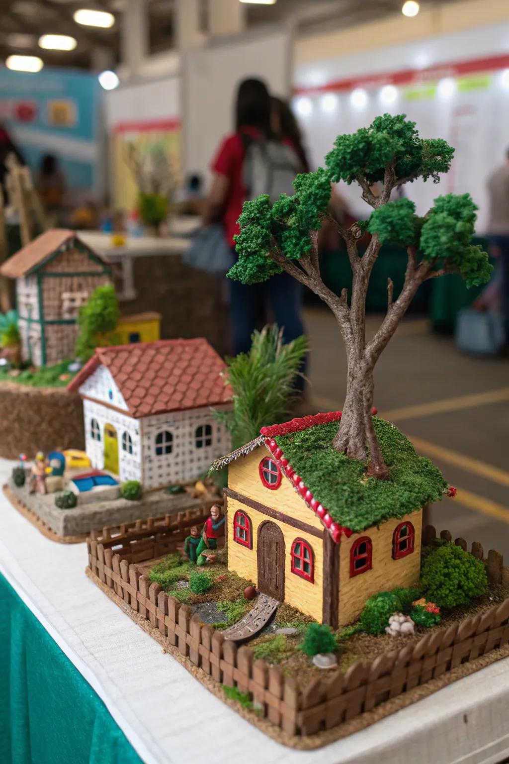 An inventive Golu display fashioned from repurposed materials.