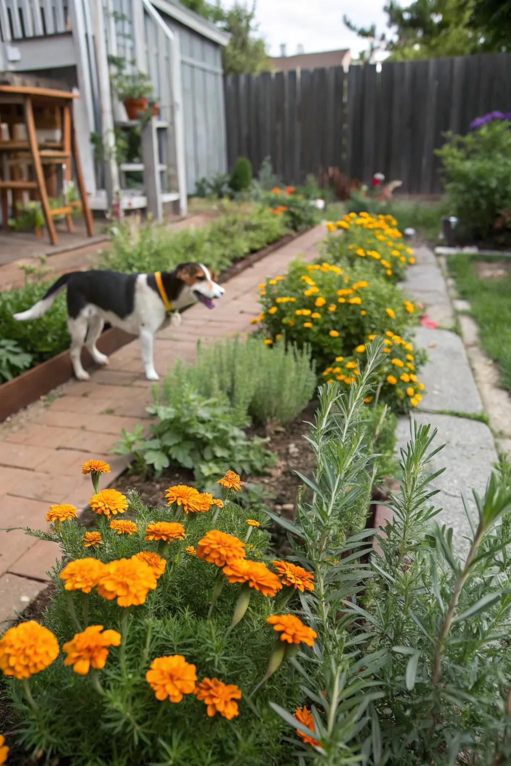 Go with plants that can endure the playful nature of dogs.