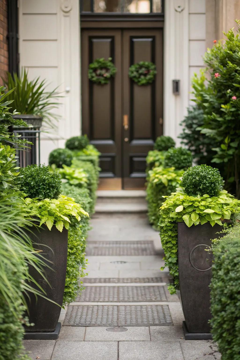 Bring about ultimate harmony with elegant containers that enhance your entrance.
