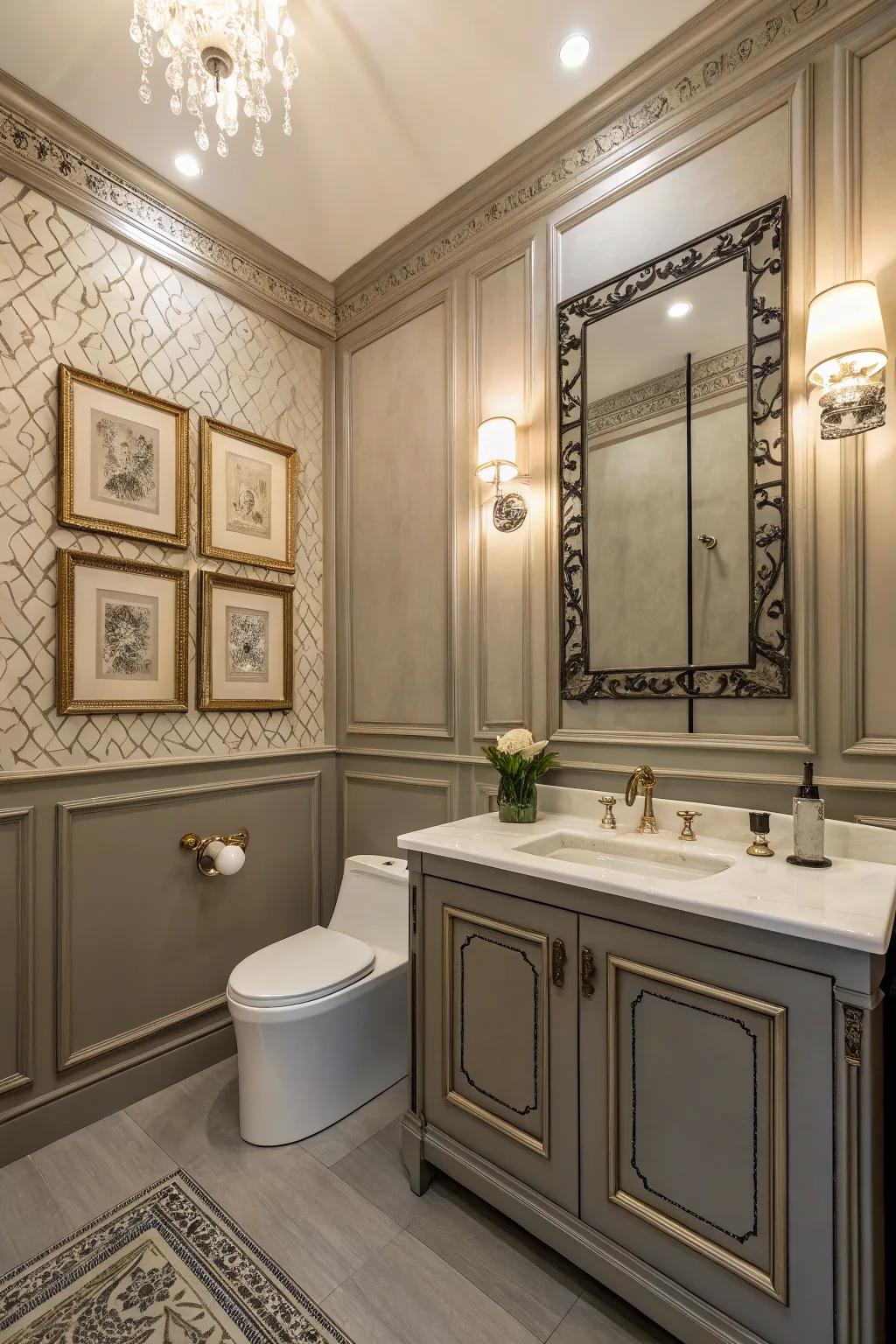 Wall paneling adds elegance and texture.