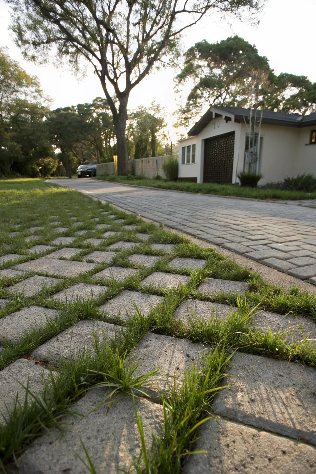 Environmentally conscious water-permeable blocks merge practicality with eco-friendliness.