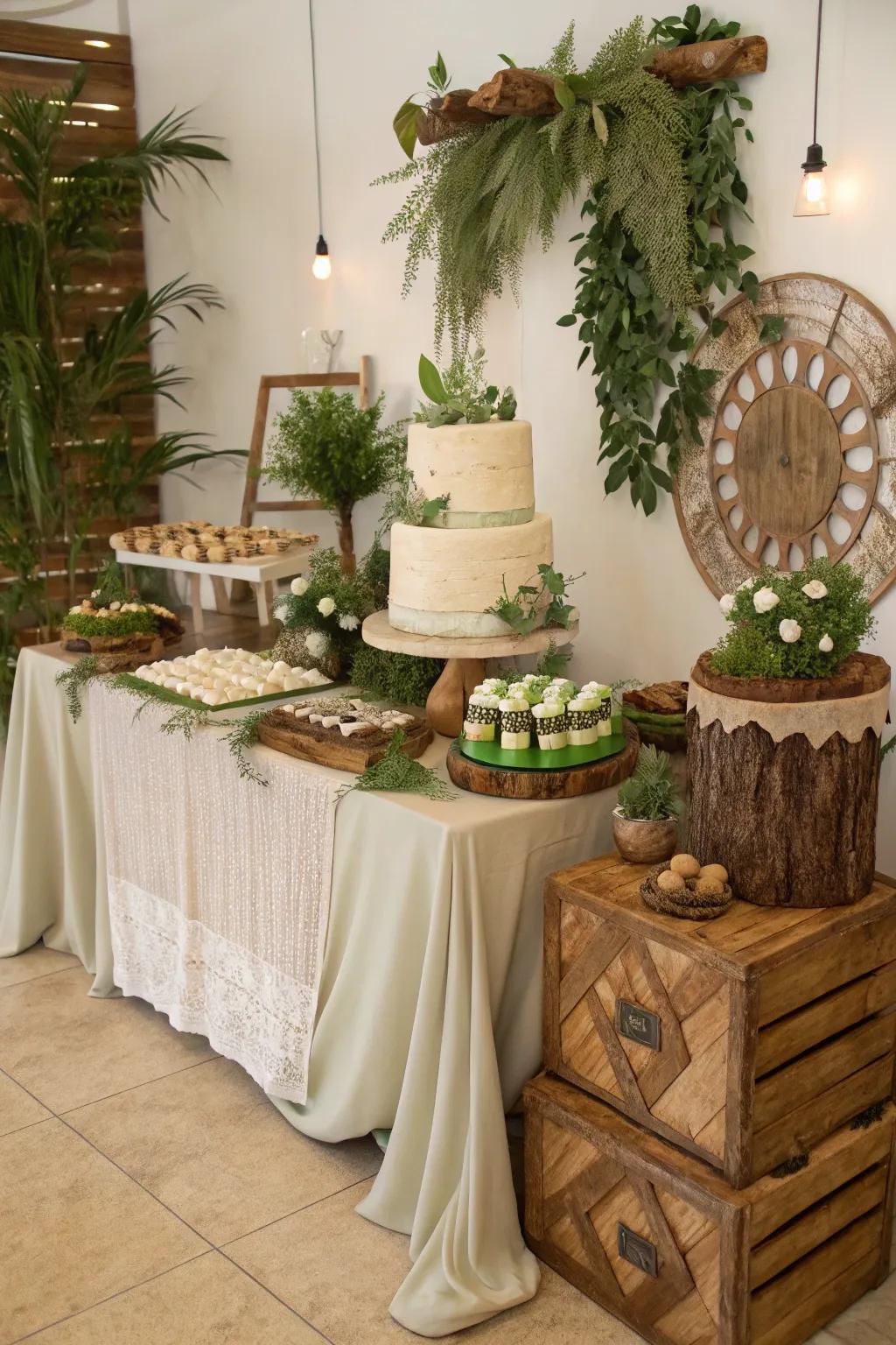 Nature-inspired shades together create a soothing theme.
