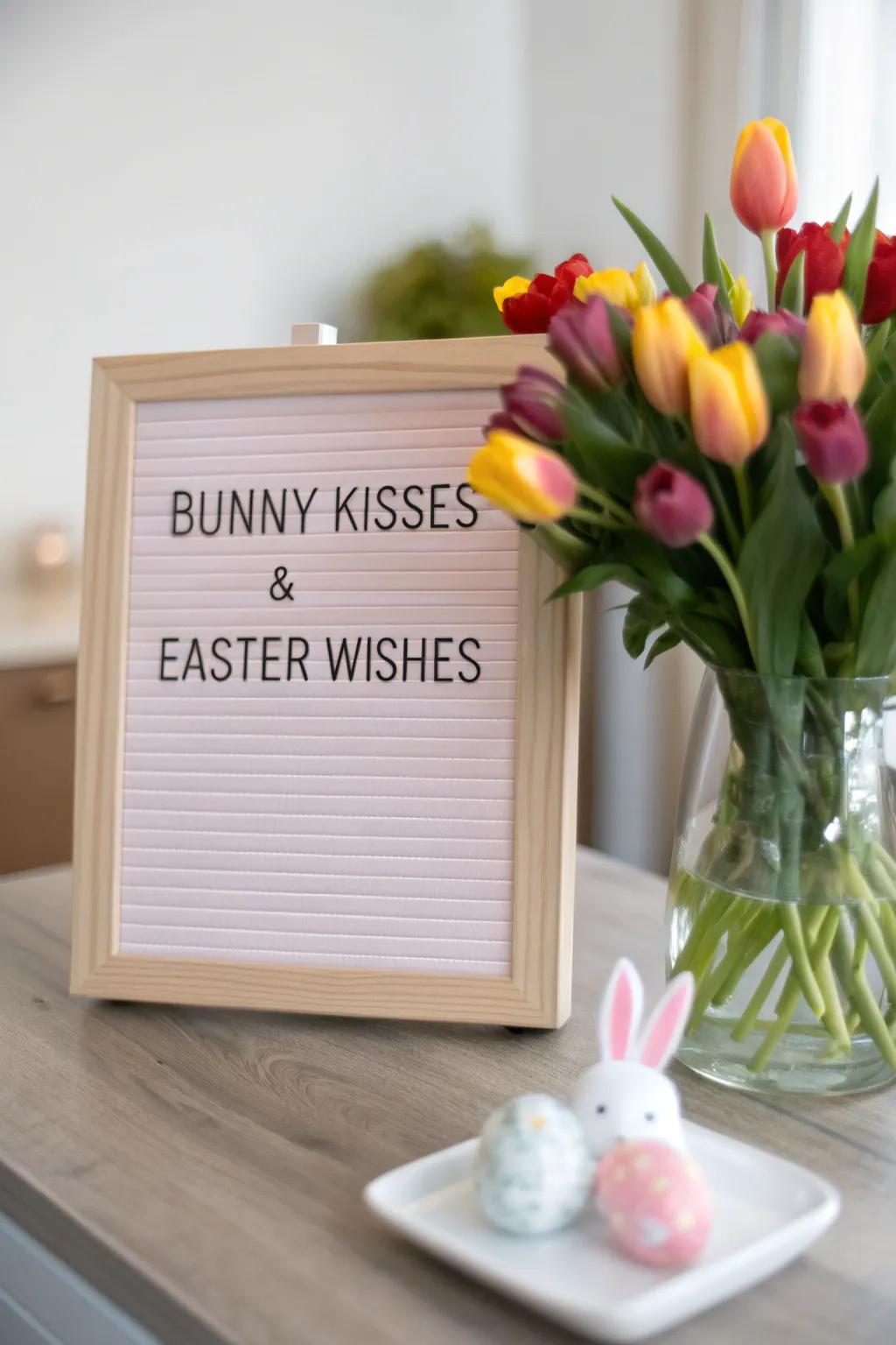 A cute set-up combining the simple beauty of blooms with festive joy.