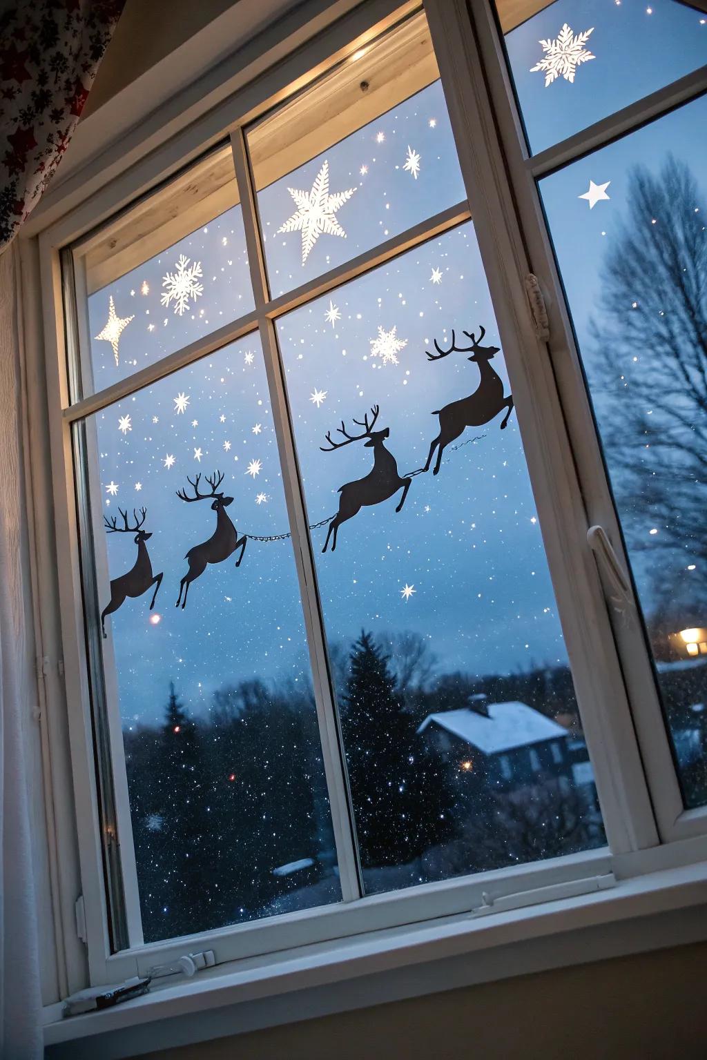 Cervids navigating the twilight expanse, conveying Yule delight