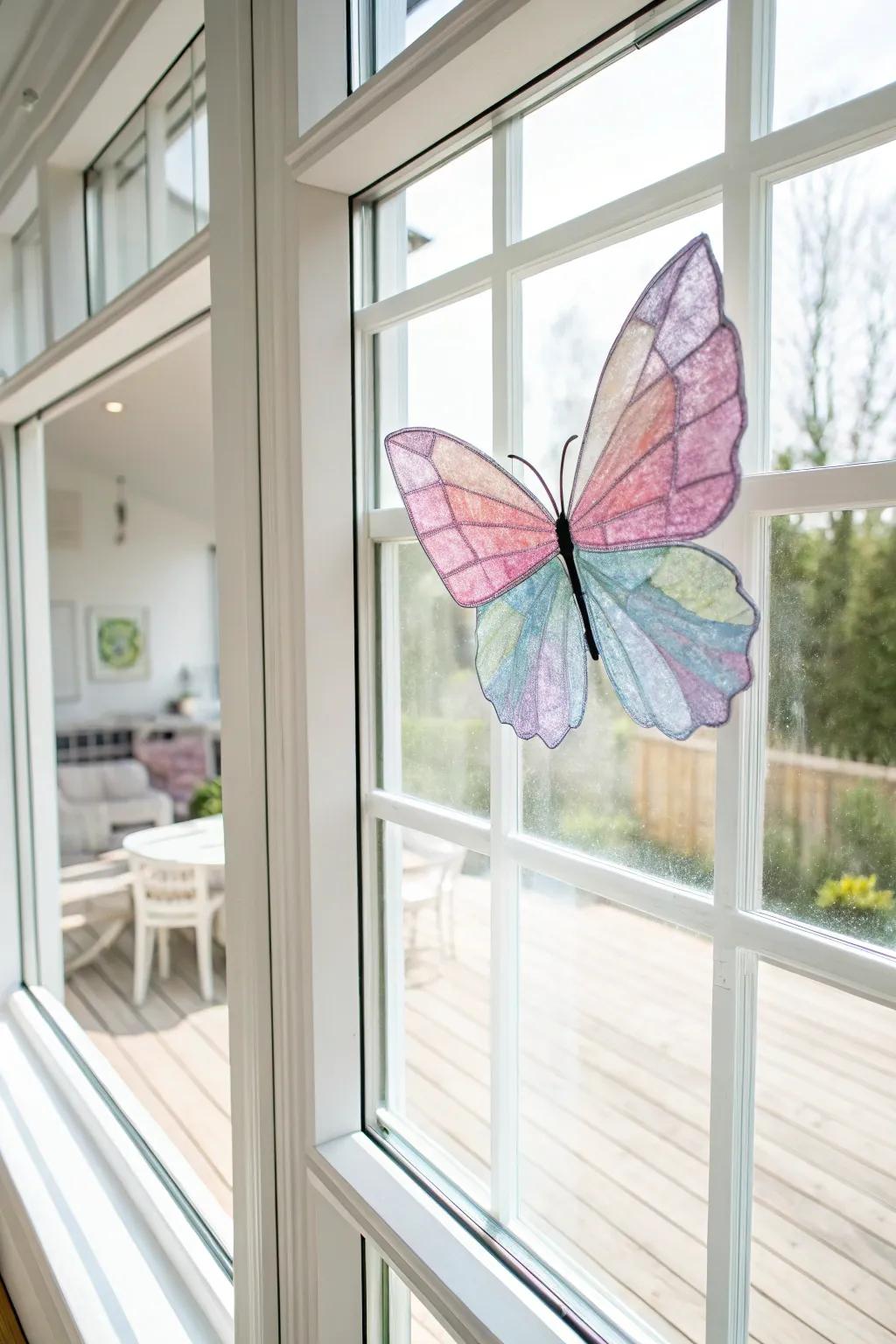 Seize the spirit of spring with captivating lively window decorations that permit the sunlight to brighten your area.