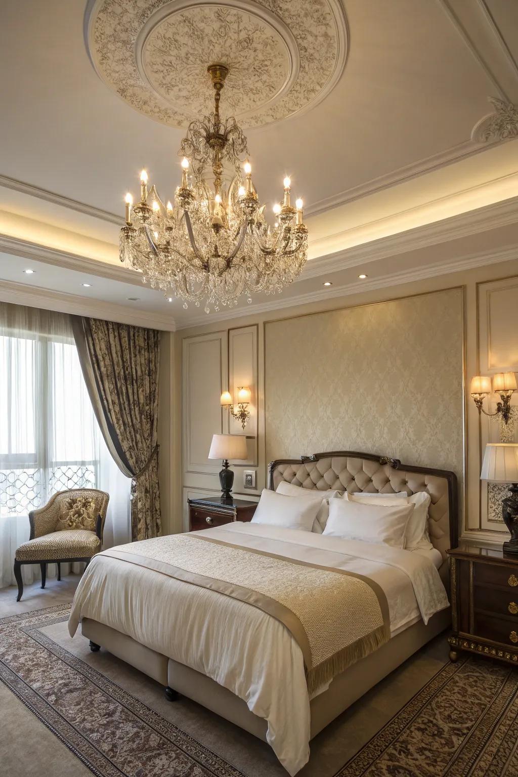 Elegant lighting elements enhance the style of your primary bedroom.
