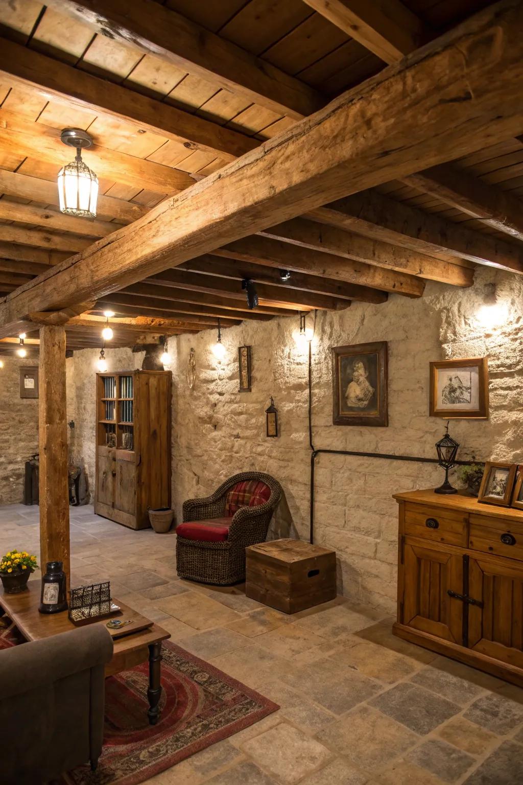 Wood framework establishes a welcoming and snug ambiance.