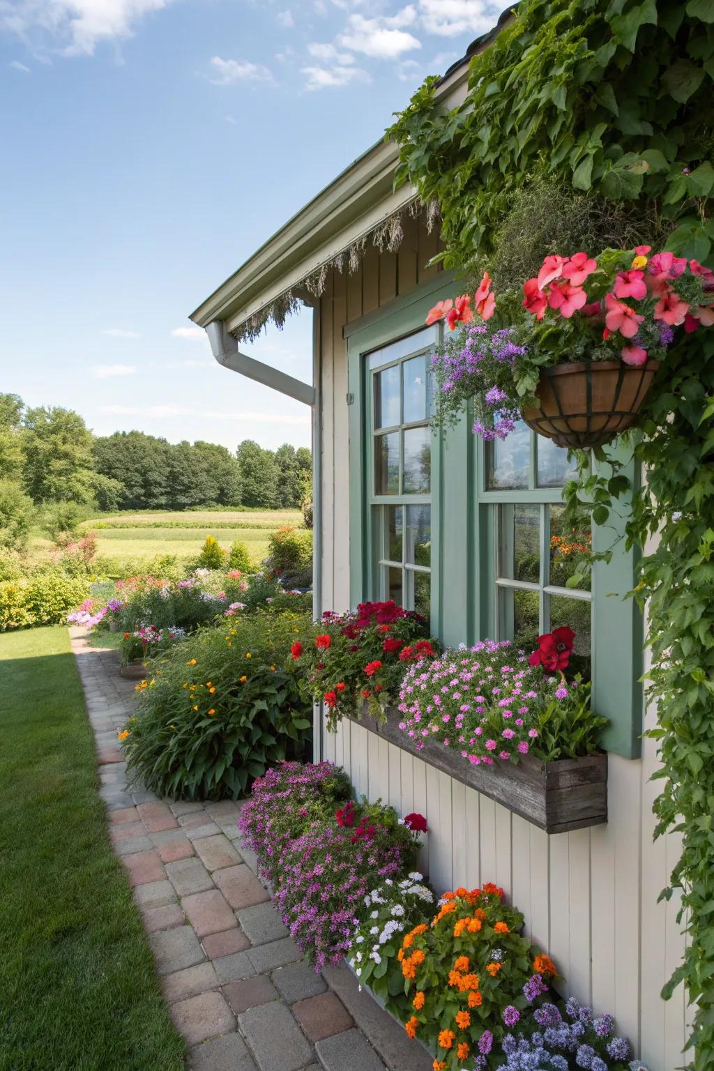 Window boxes add charm and color to any shed.