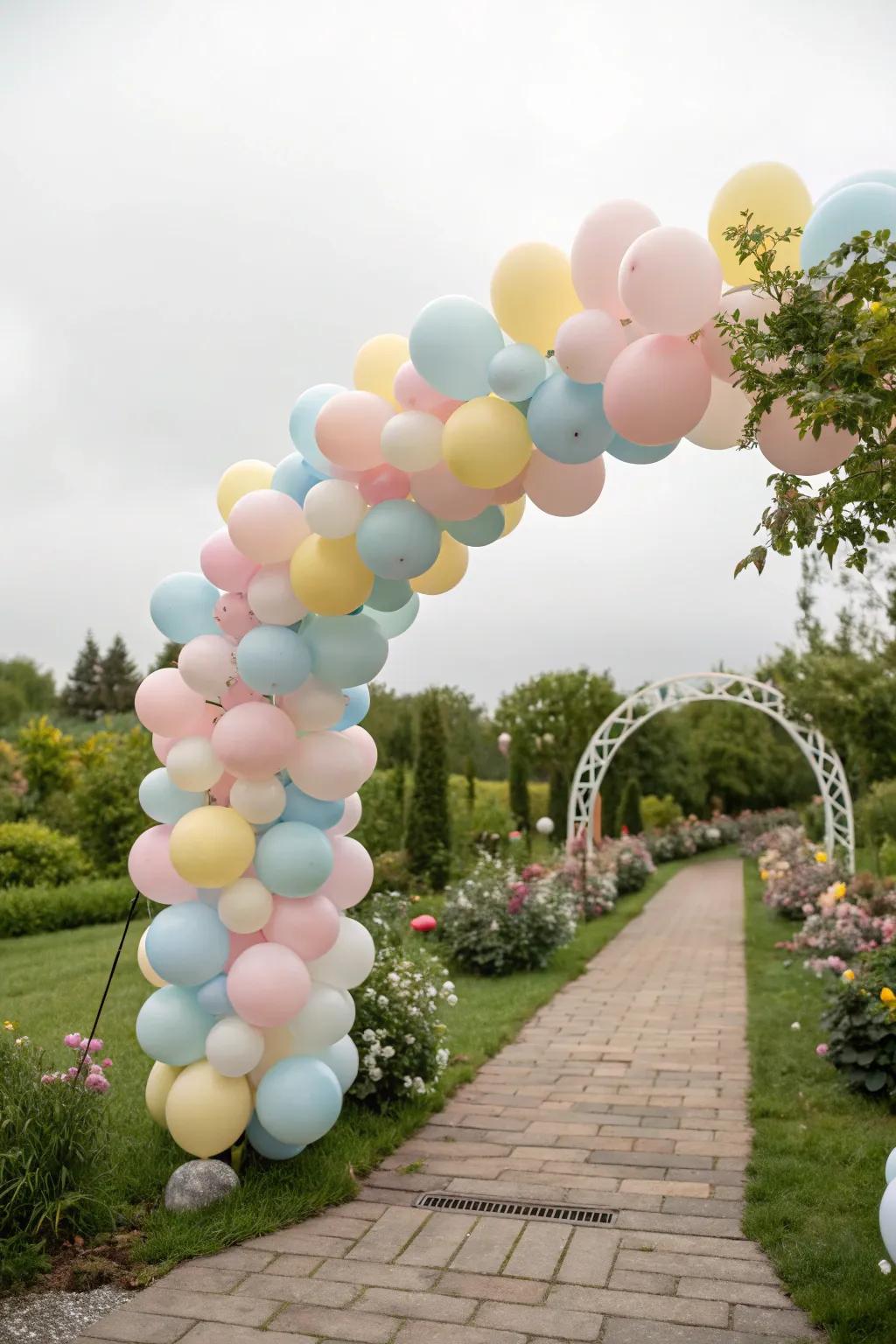 A lively balloon archway beckoning guests into the heart of the party.