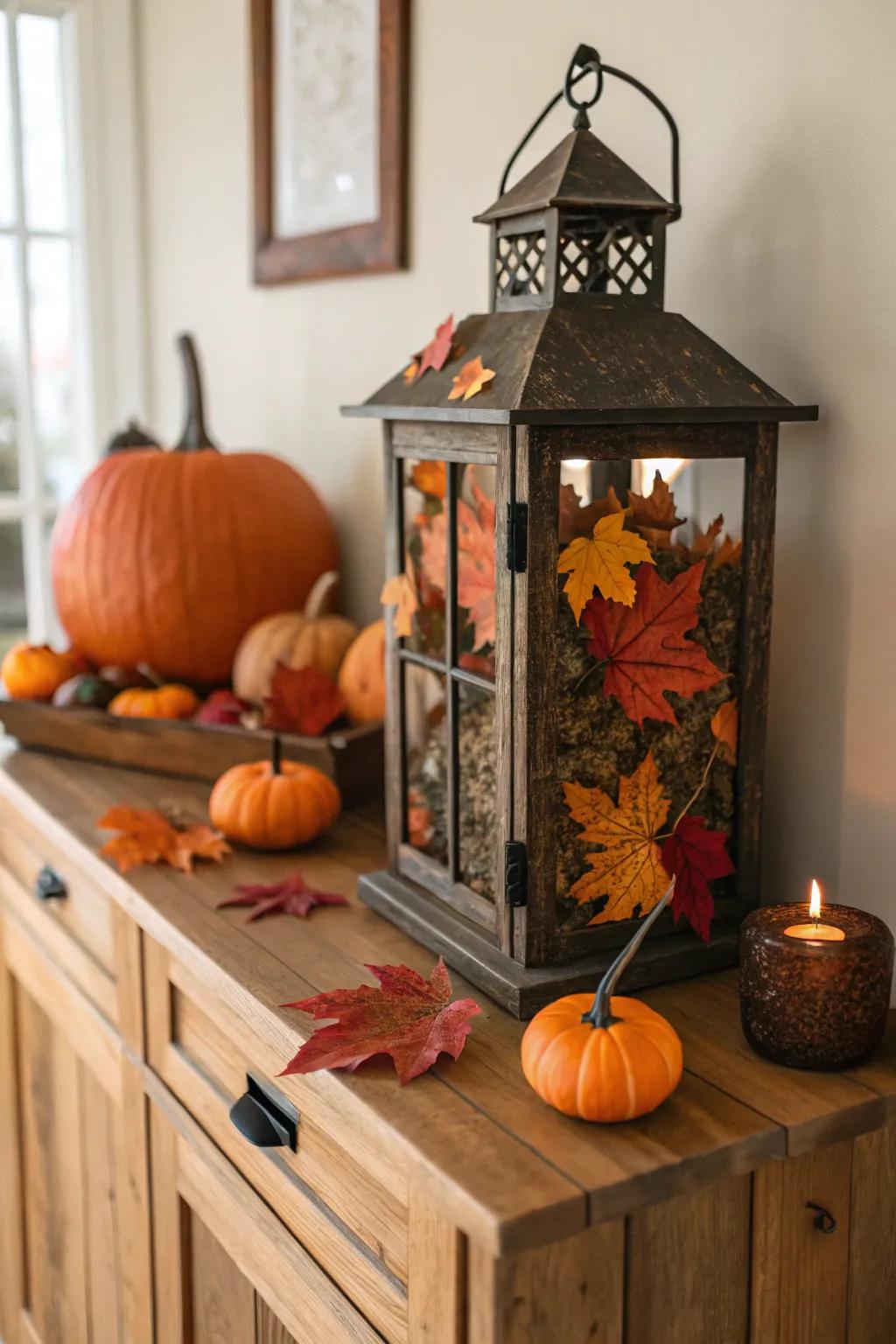 Populate lanterns with themed embellishments for a rejuvenated style.
