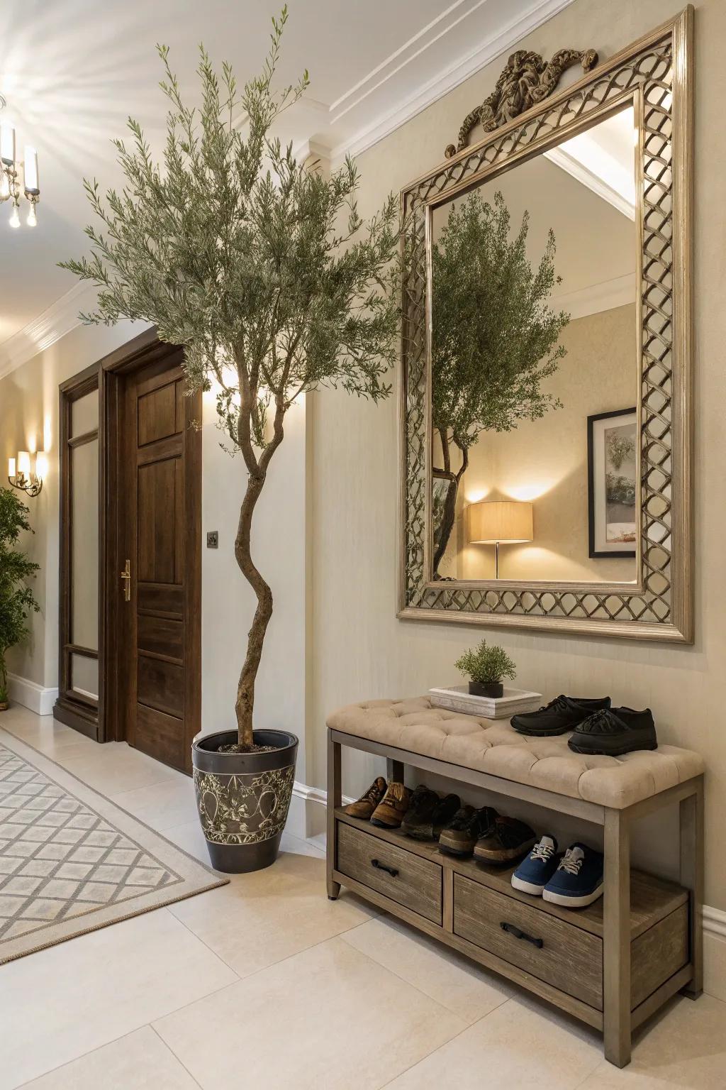 Infuse your hallway with elegance using a synthetic Italian plant.