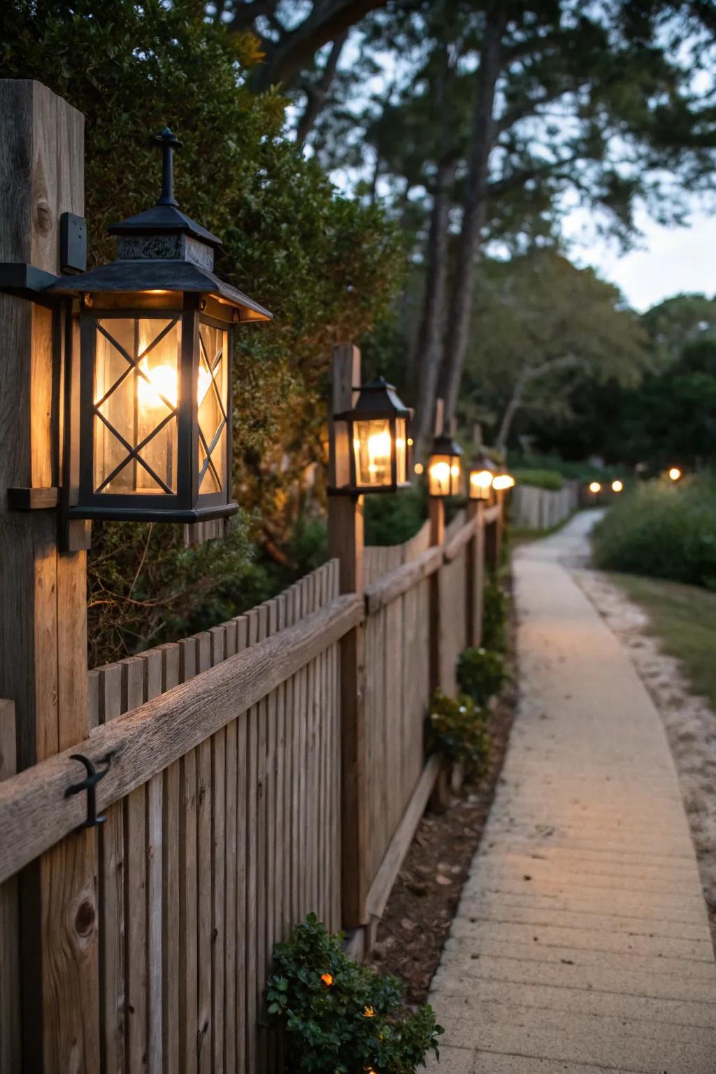 Lanterns establish an enduring elegance on your fence.