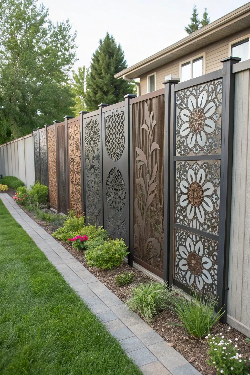 Steel panels contribute a sensation of artistry and class to your fencing.