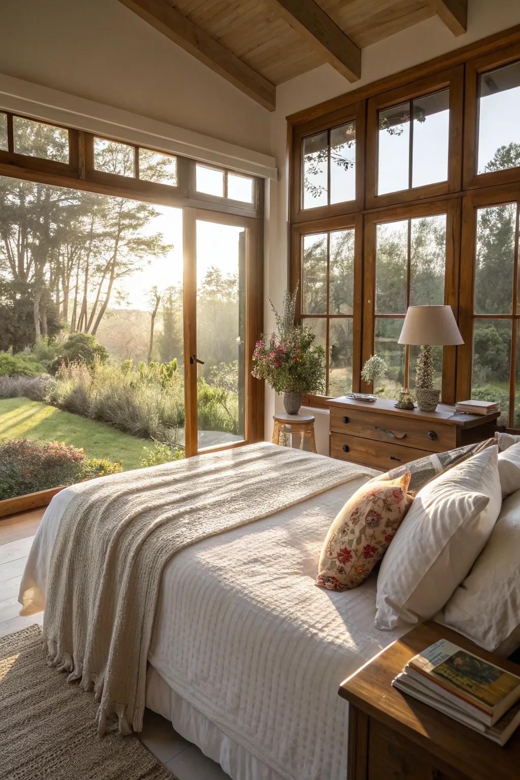 Sunlight elevates the good energy in a feng shui bedroom.