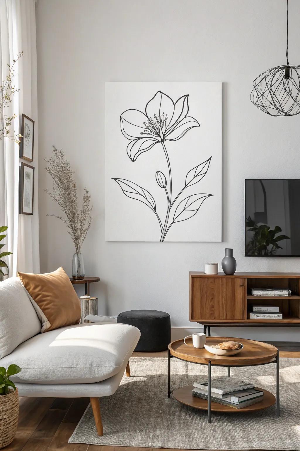 Simple line drawing brings a touch of grace to any room.