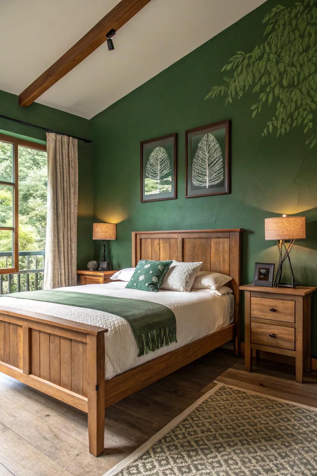 Native timber complements the vibrant shades of evergreen.
