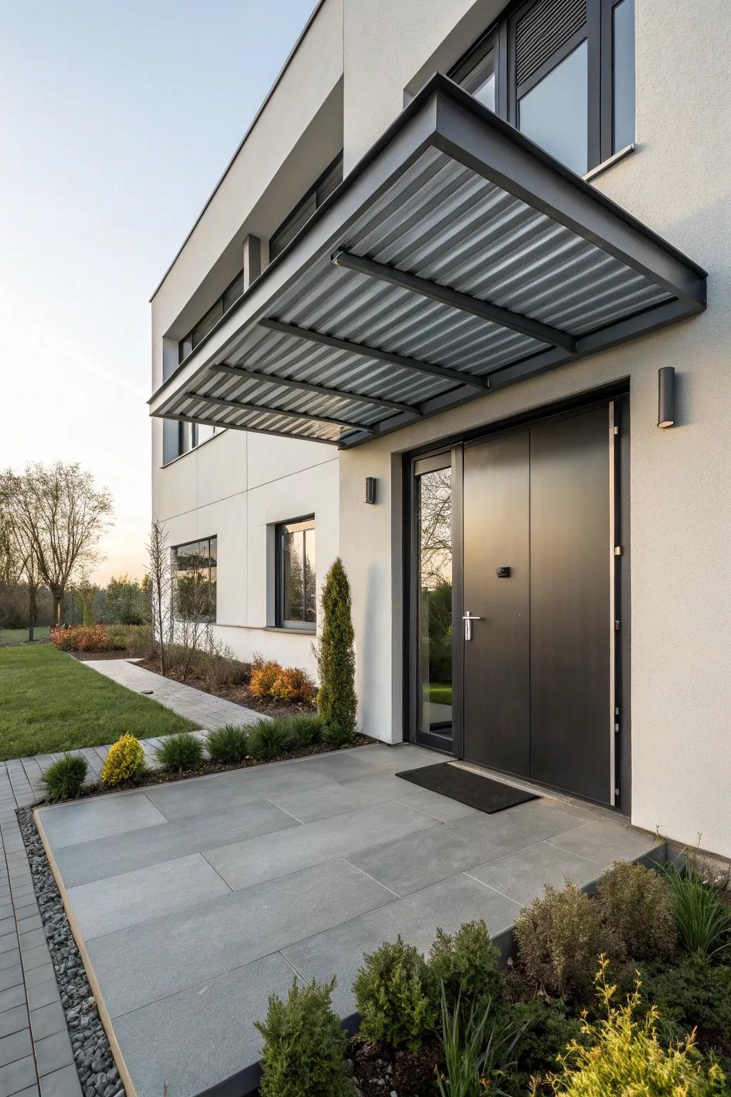 Metallic overhangs present a cutting-edge look.