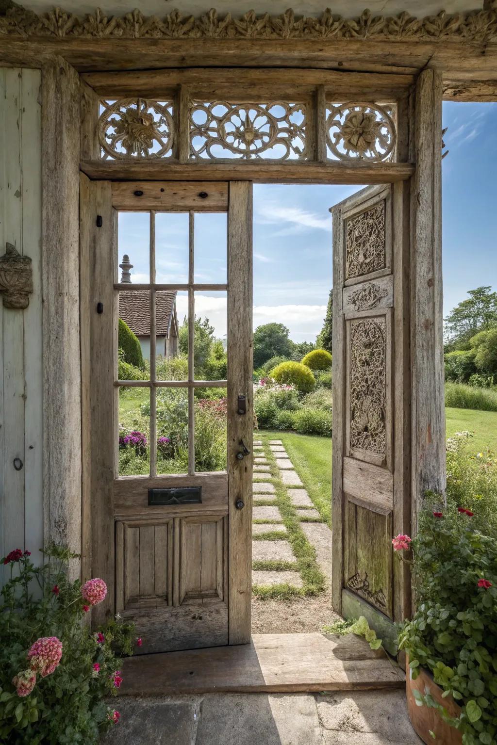 A timeless wood door alongside a clear glass sidelight for a friendly and inviting entrance.