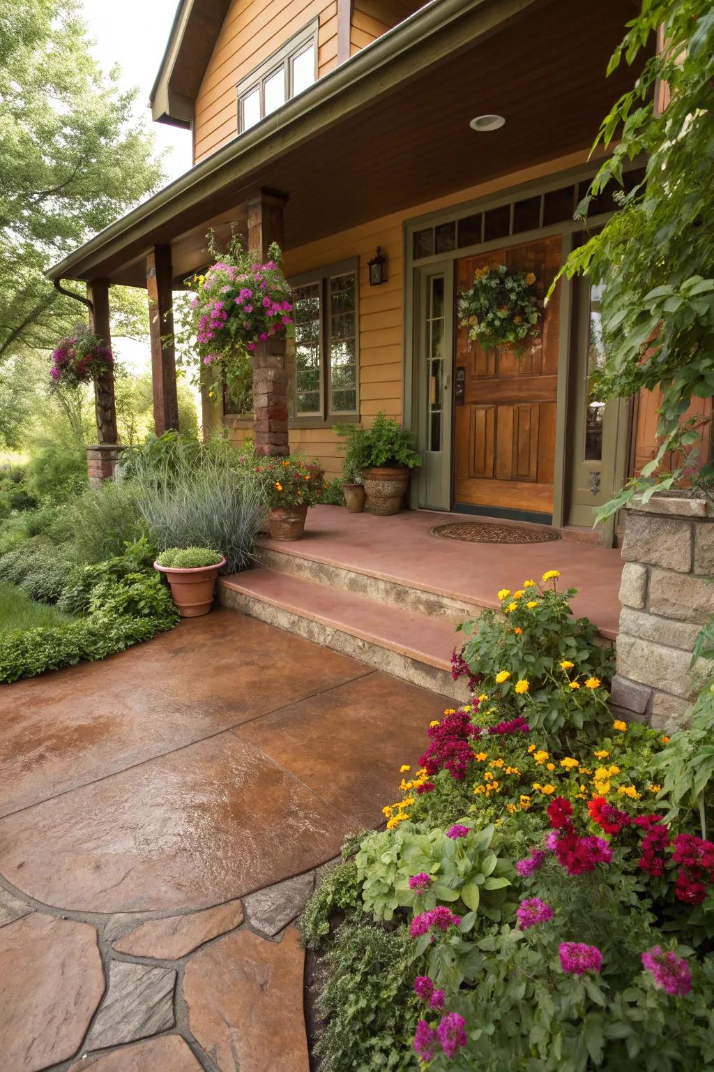 Tinted concrete provides warmth and energy.