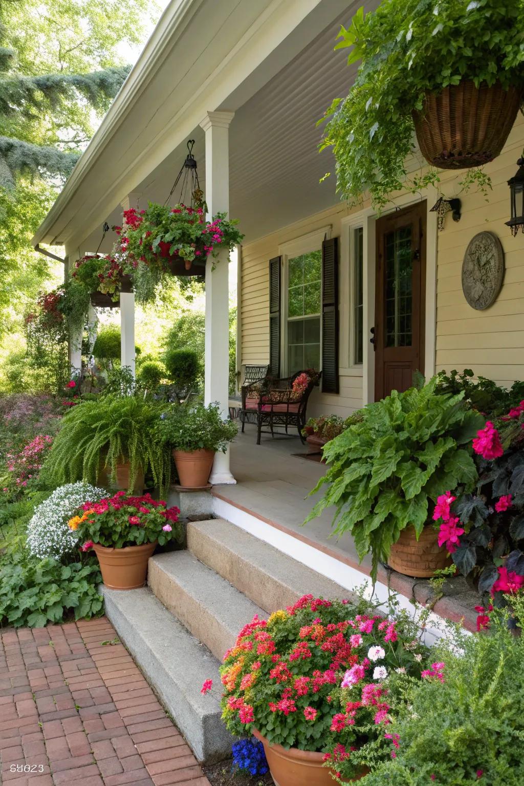 Lush greenery brings freshness and charm to your porch.