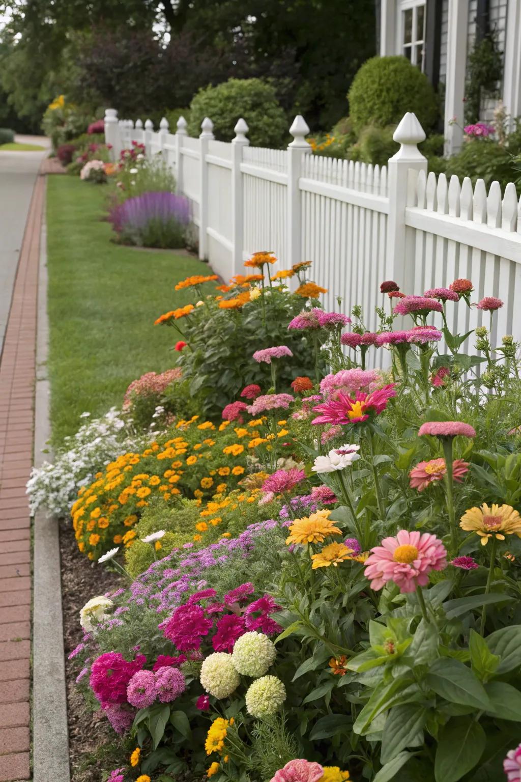 A mix of vibrant flowers can transform your front yard into a lively canvas.