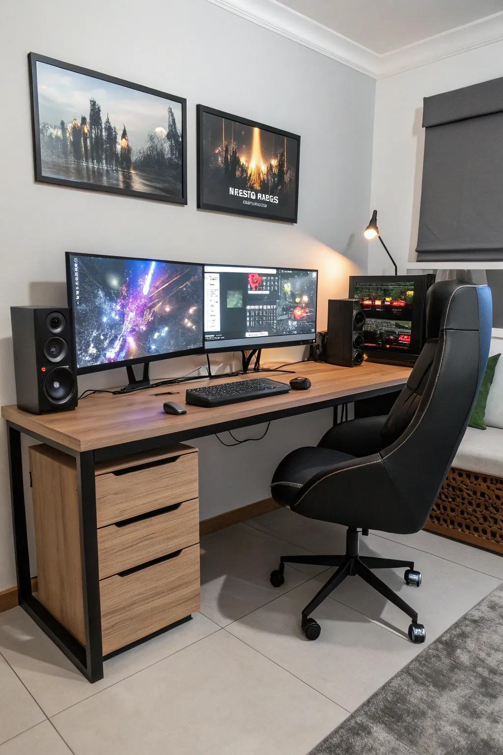 Having several displays offers a broad gaming landscape.