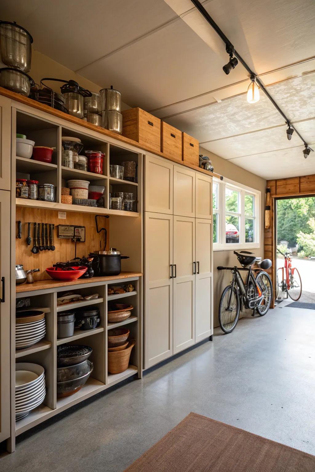 Taking advantage of vertical space creates a spacious setting.