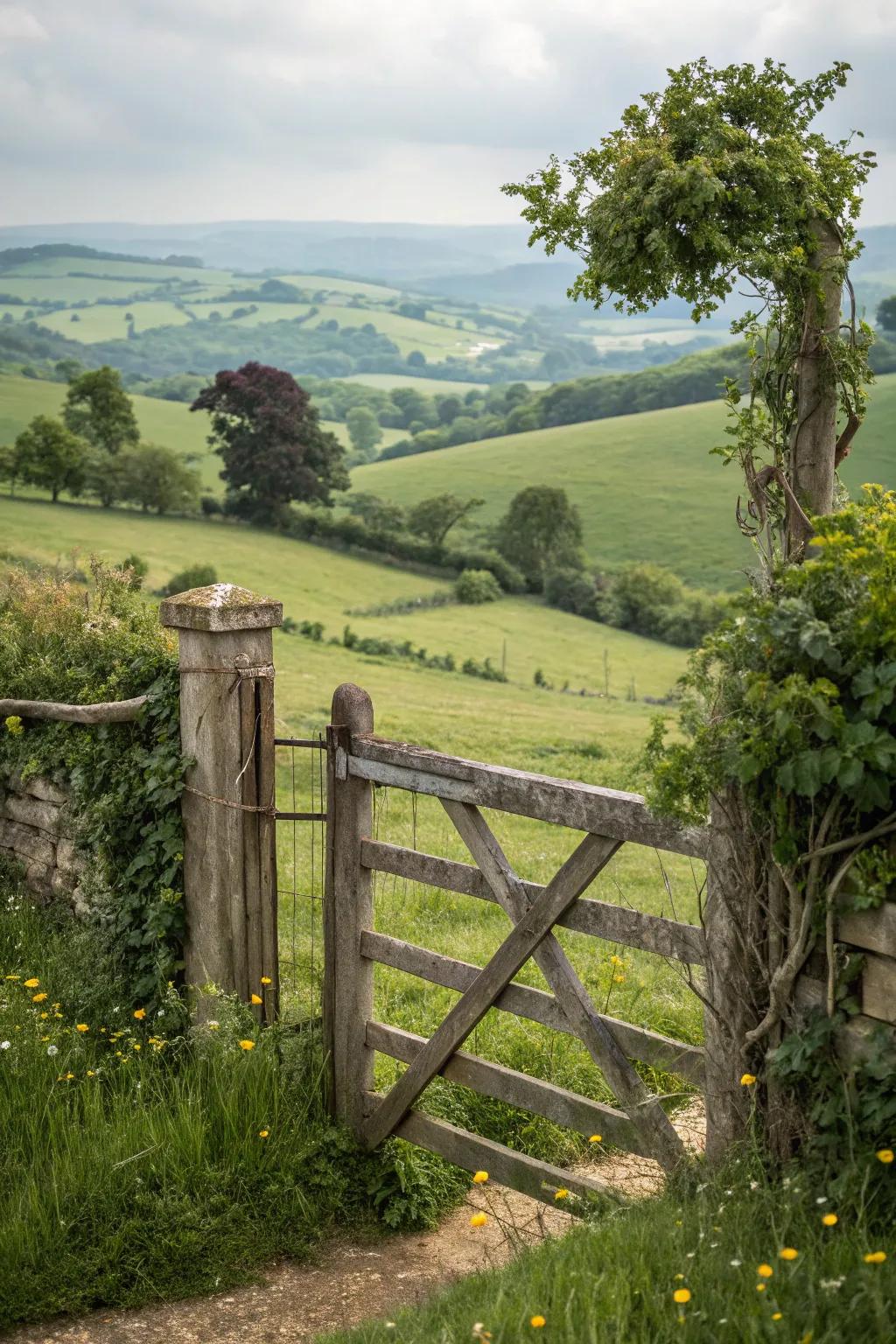 Traditional crossbeam gate infuses an ageless appeal to your garden.