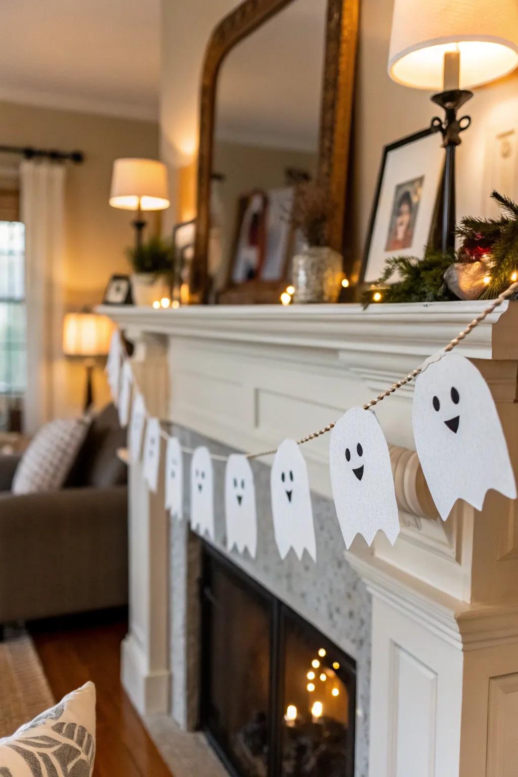 Your Halloween decorations will be enhanced by a specter garland.