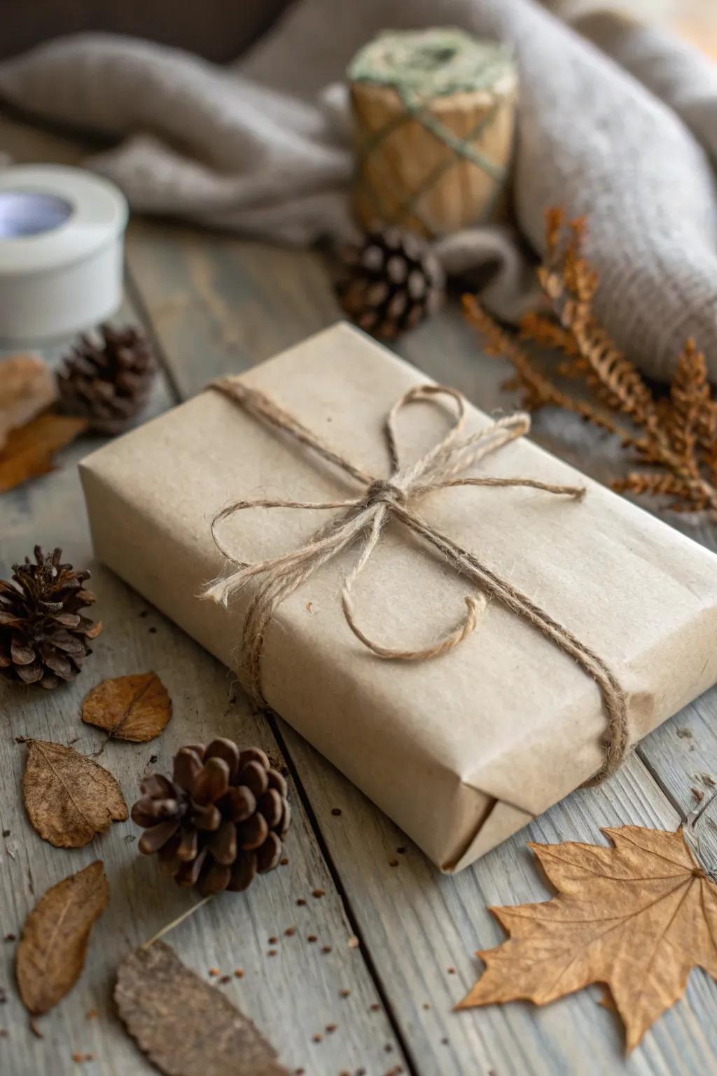 Gift wrapped with rustic cord